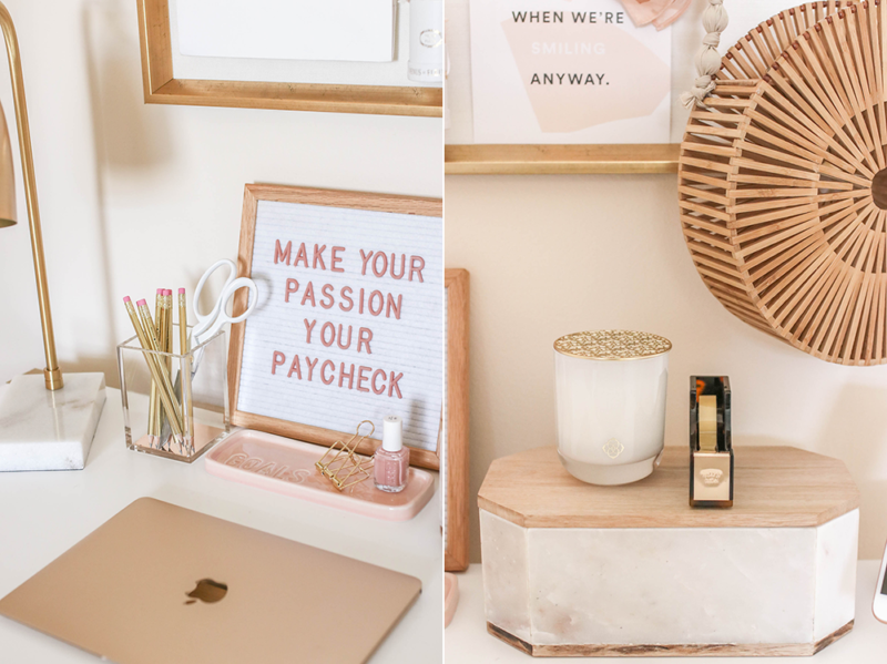 Dusty Rose Office, White and Gold Office, Marble Office, Gold and Marble Office