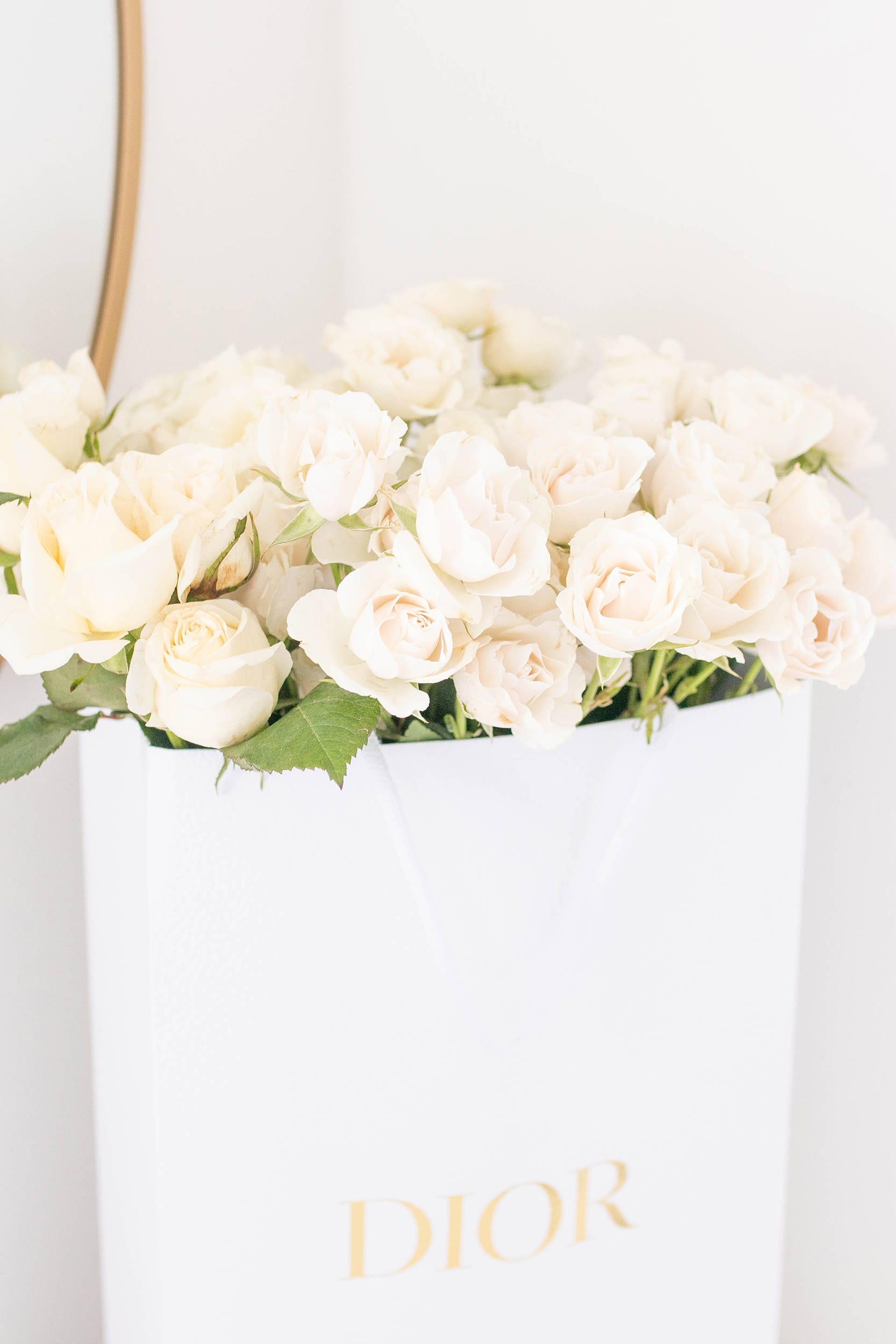 Designer Flower Arrangements, Flowers in Shopping Bags, Dior Floral, Dior Flowers