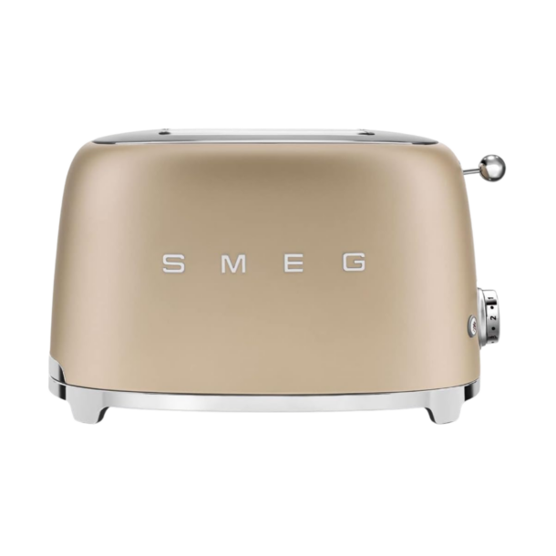 SMEG 2 Slice Toaster with 6 Presets and Defrost Function and Removable Crumb Tray TSF01CHMUS, Matte Champagne