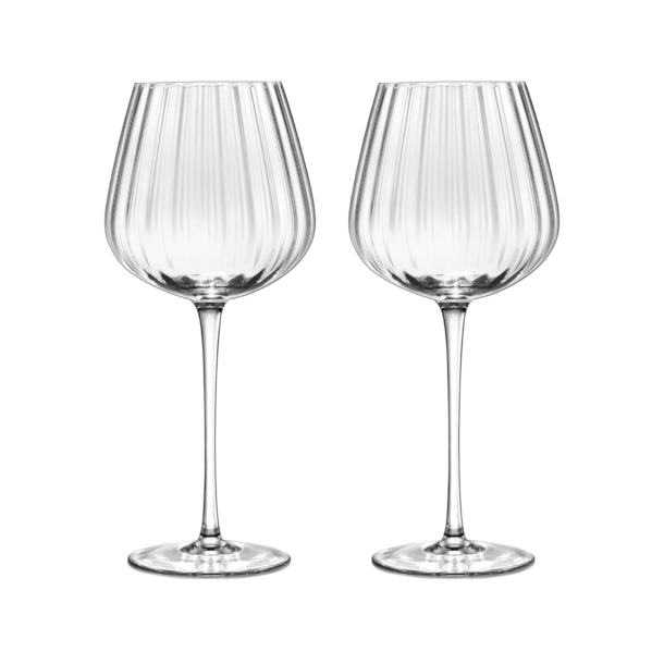 Joeyan Hand-Blown Crystal Red and White Wine Glasses,Clear Ribbed Stemmed Glasses,Modern Long Stem Glassware Set,Gifts for Wine Tasting Birthday Anniversary Wedding,18.5 oz,Set of 2